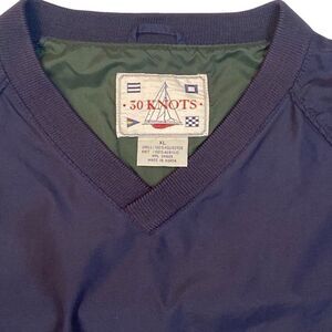 Vintage 30 Knots Navy Blue Long Sleeve Outdoor Windbreaker Pullover Men Size XL